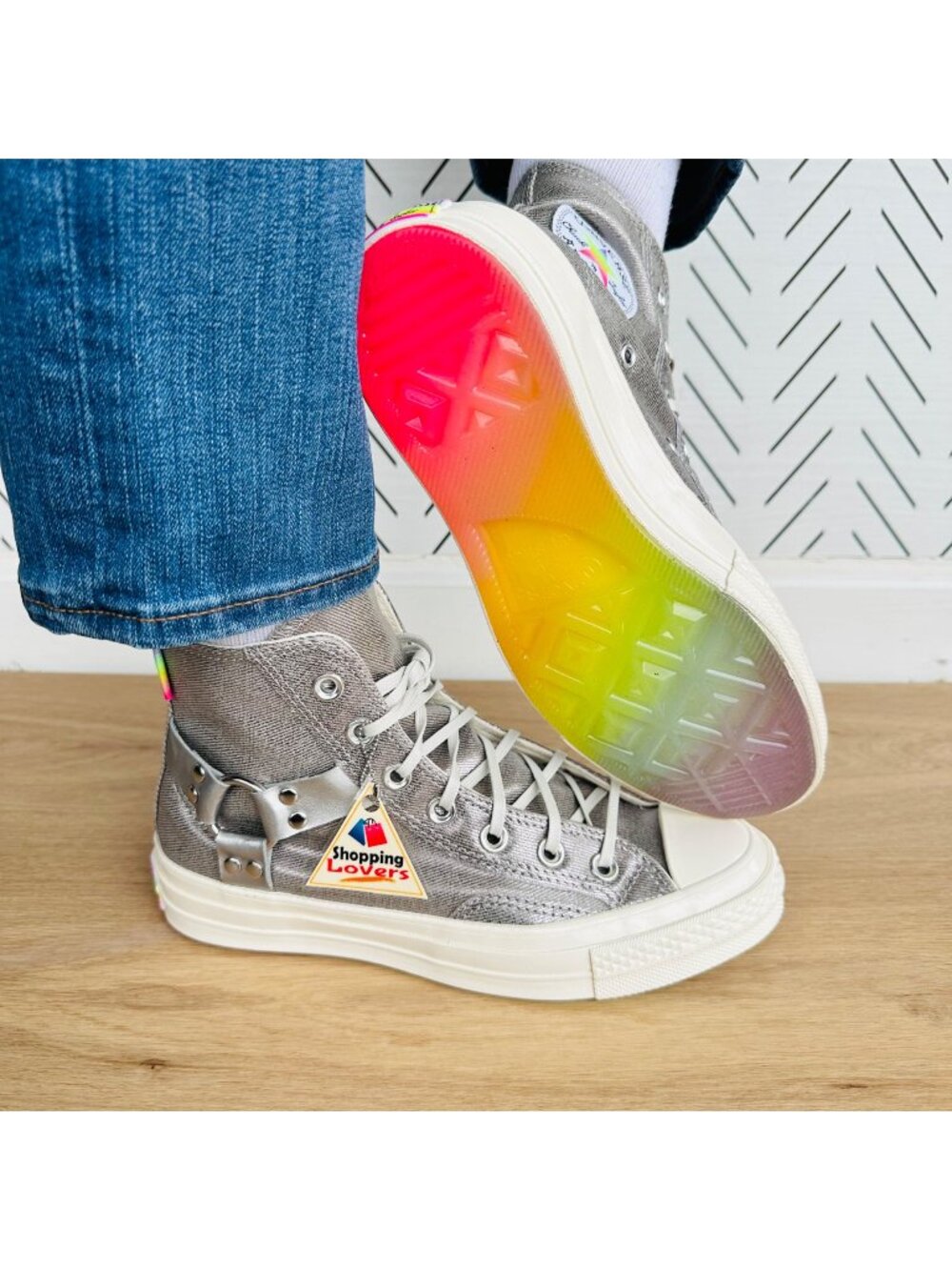 ❤️Converse Chuck 70 Pride Hi Silver Sz 9.5 Womens Shoes Metallic Sneaker A10214C